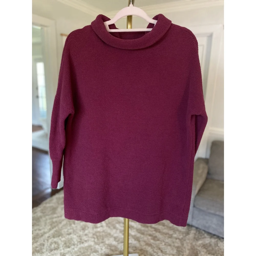 Free People Oversized Sweater Dress Ribbed Knit Cowl Neck Parisian Quiet Luxury